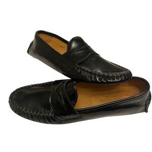 Women's Black Leather Penny Loafers
